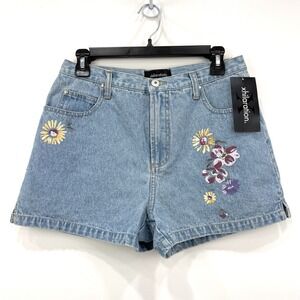 VTG Y2K Xhilaration Denim Shorts Juniors 9 NWT Boho Hippie Artsy Festival Floral